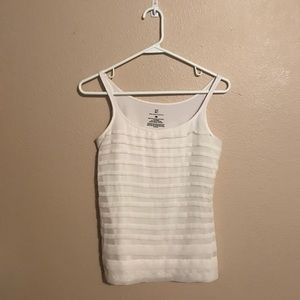 Lined white tank top.